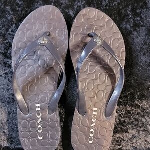 Coach Abbigail Dark Blue Flip Flop Sandals, Turlock detail, Size 7-8